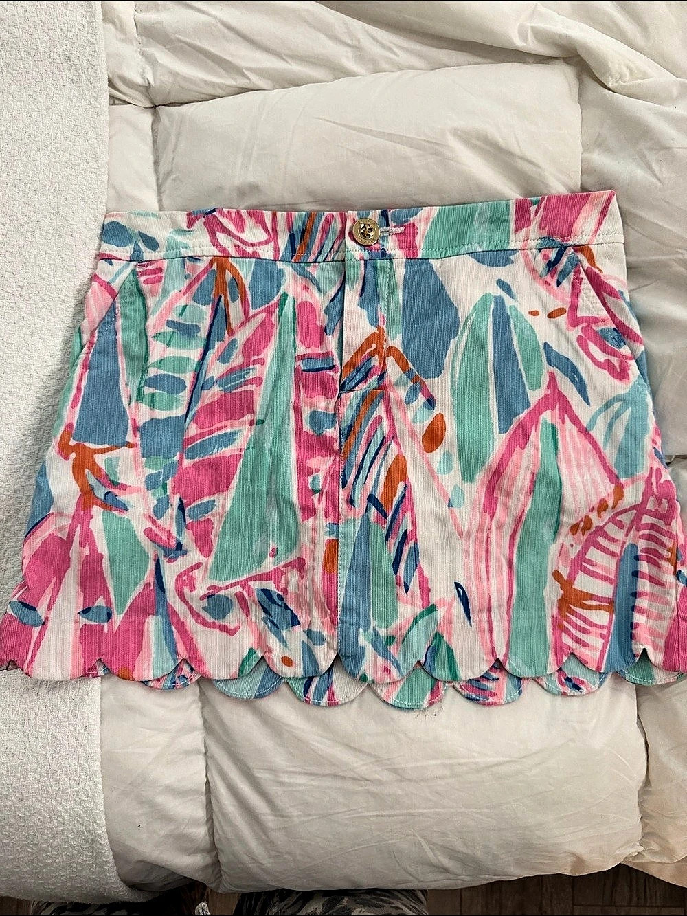 Lilly Pulitzer Colette Skort Abstract Mini Skirt Pink & Green Size 2